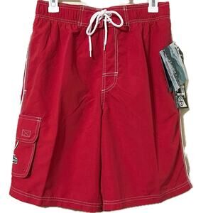 Original Watermen Mens Red Swim Trunk Shorts Boardshorts Lifeguard 30 inch Waist